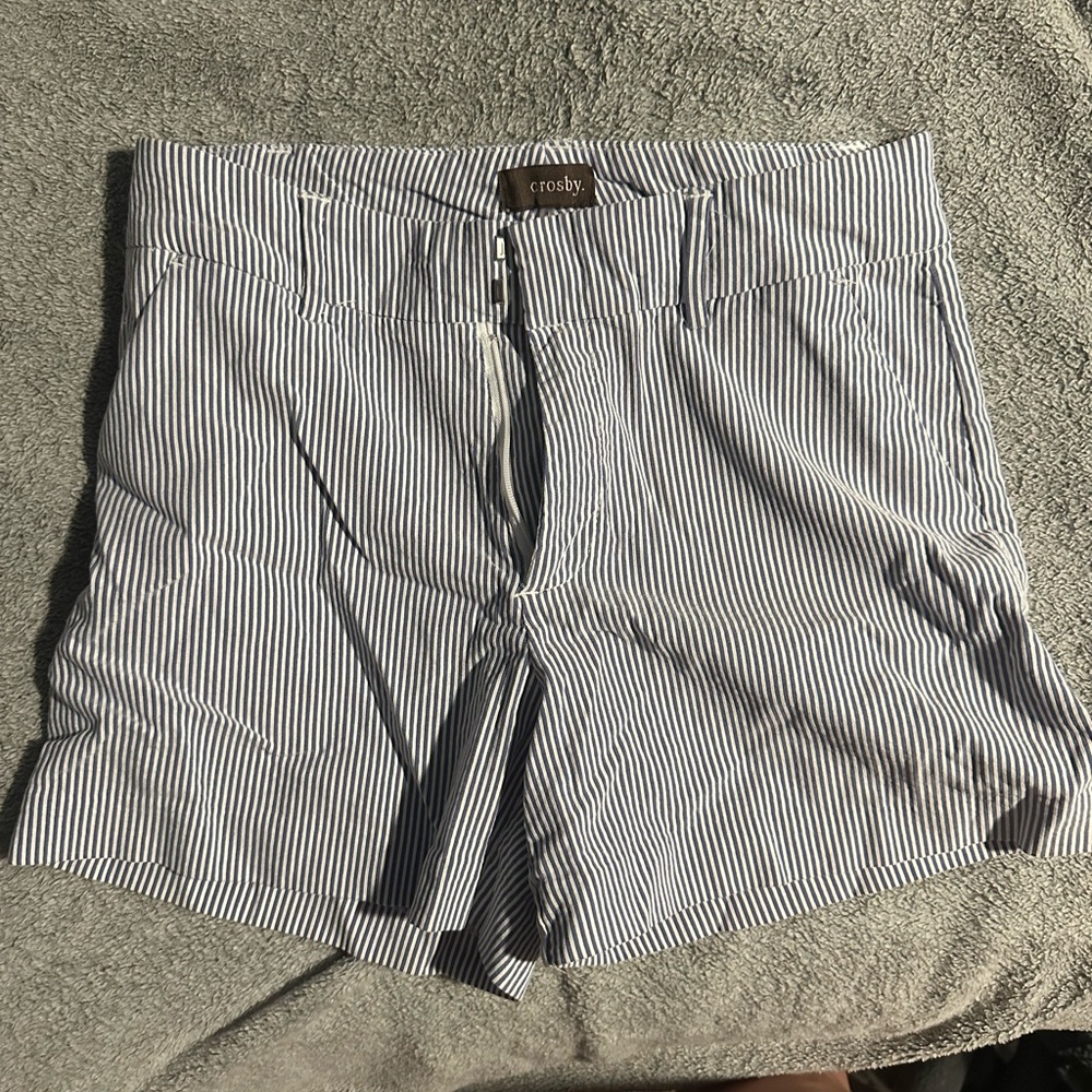 crosby. Navy and White Striped Women's Bermudas